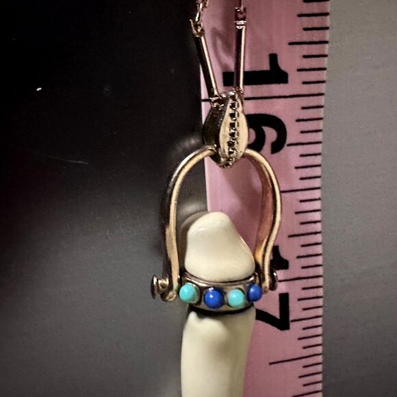 Porcelain Coral Branch Pendant Necklace Long Gold Chain - Picture 8 of 11